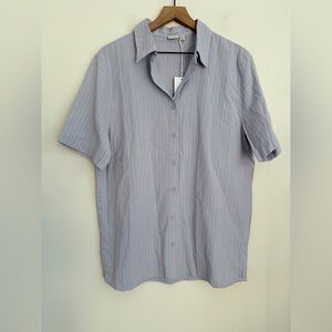 RHYTHM. vacation paradise short sleeve shirt blue striped XL NWT